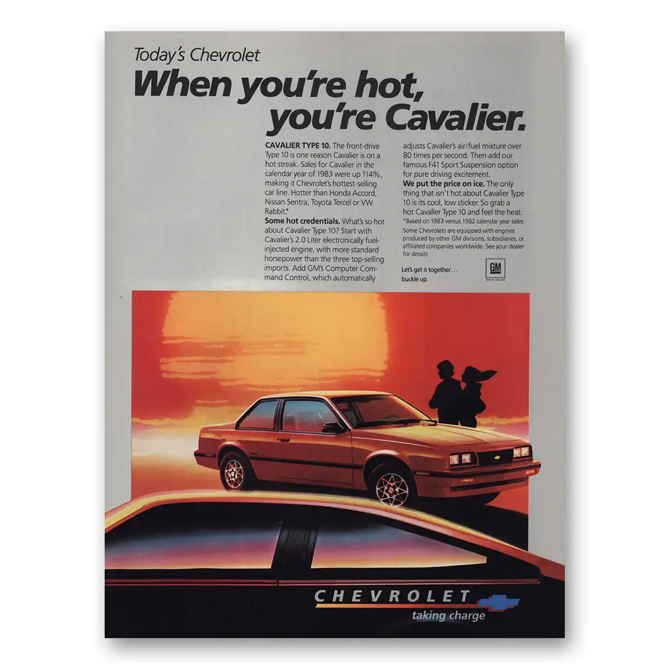 1984 Chevrolet Cavalier When You're Hot Cavalier Type 10 Vintage Magazine Print Ad