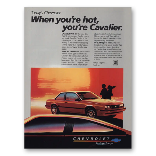 1984 Chevrolet Cavalier When You're Hot Cavalier Type 10 Vintage Magazine Print Ad