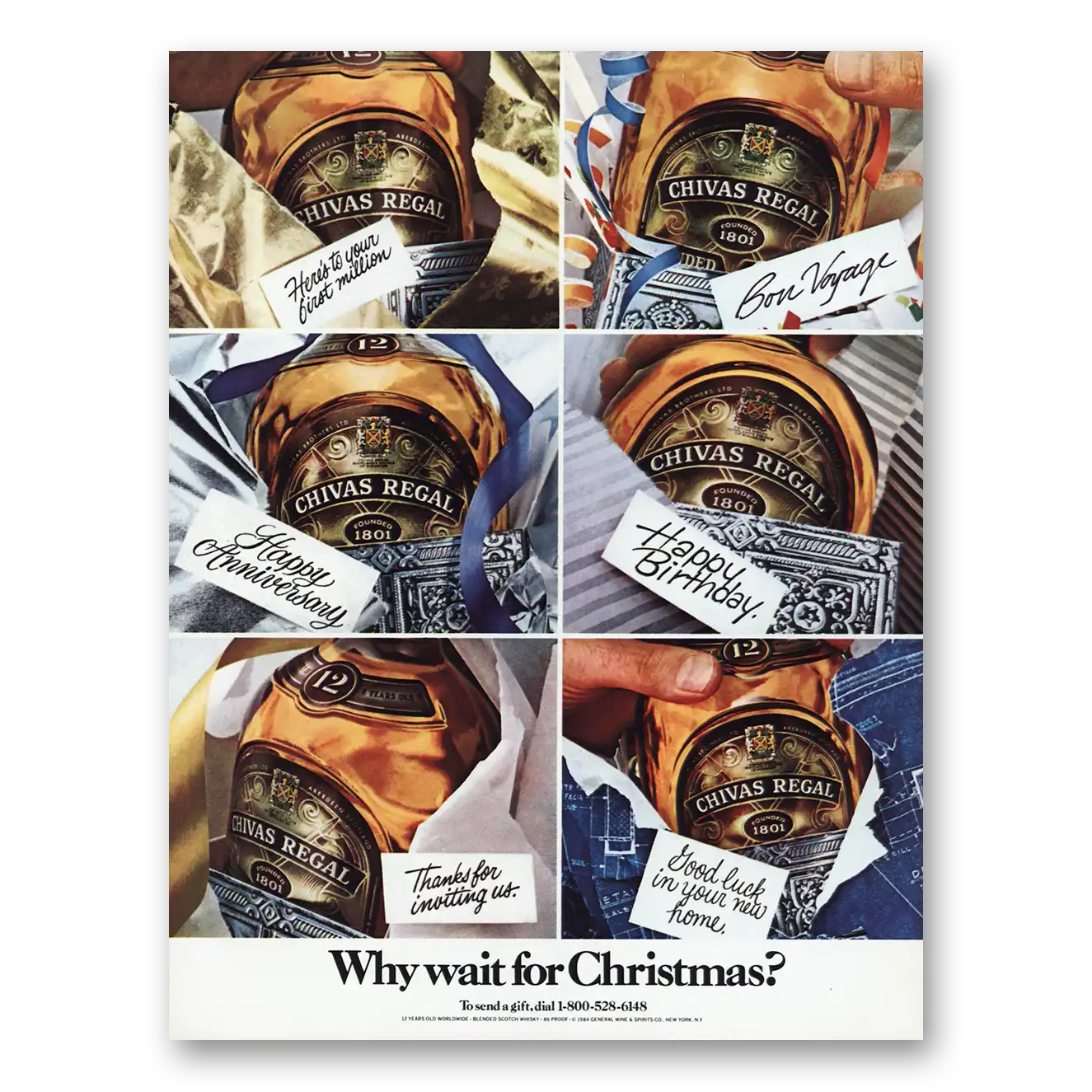 1984 Chivas Regal Why Wait for Christmas Vintage Magazine Print Ad