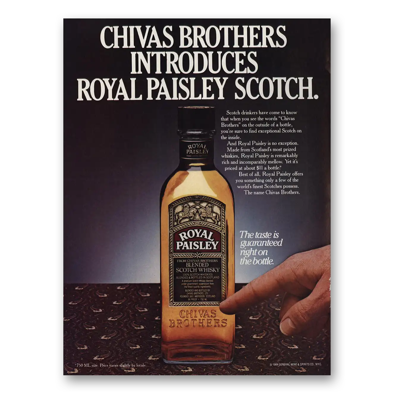 1984 Chivas Royal Paisley Chivas Brothers Introduces Vintage Magazine Print Ad