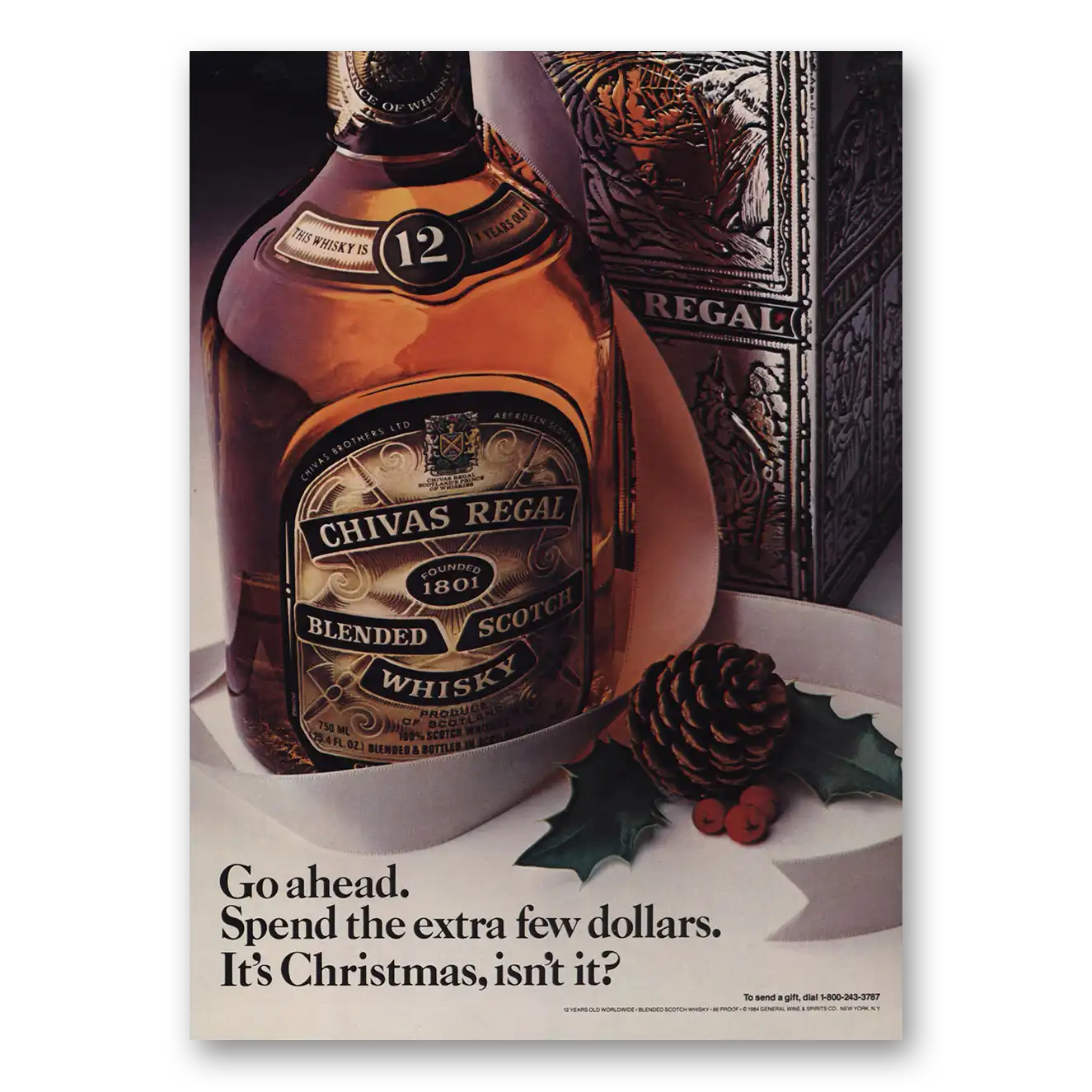 1984 Chivas Regal Spend the Extra Few Dollars Christmas Vintage Magazine Print Ad