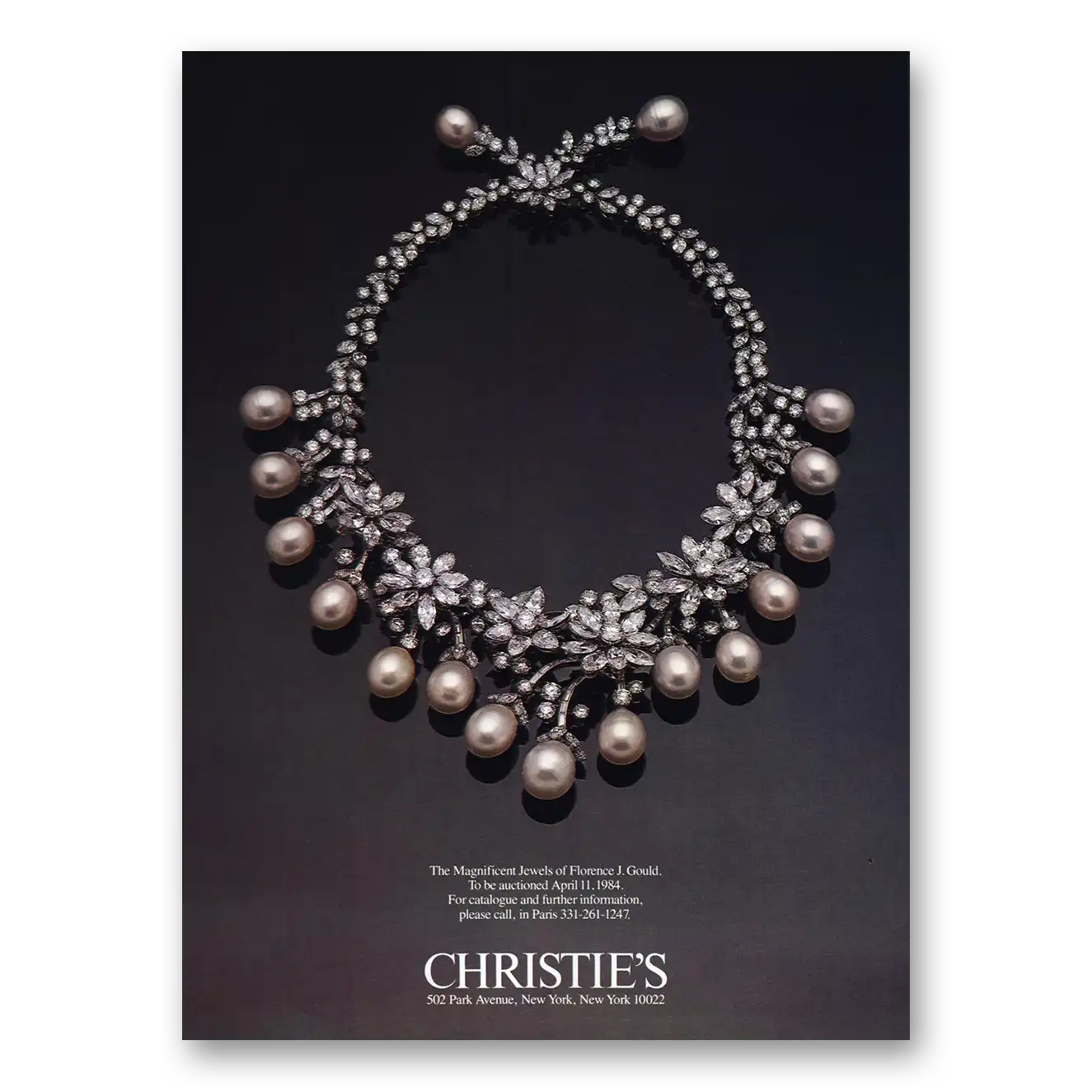 1984 Christies Jewels Florence J Gould Vintage Magazine Print Ad