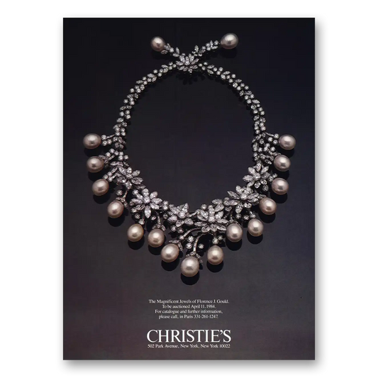 1984 Christies Jewels Florence J Gould Vintage Magazine Print Ad