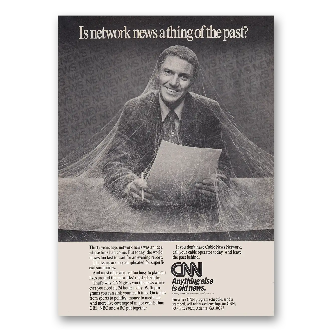 1984 CNN Network News a Thing of the Past Vintage Magazine Print Ad