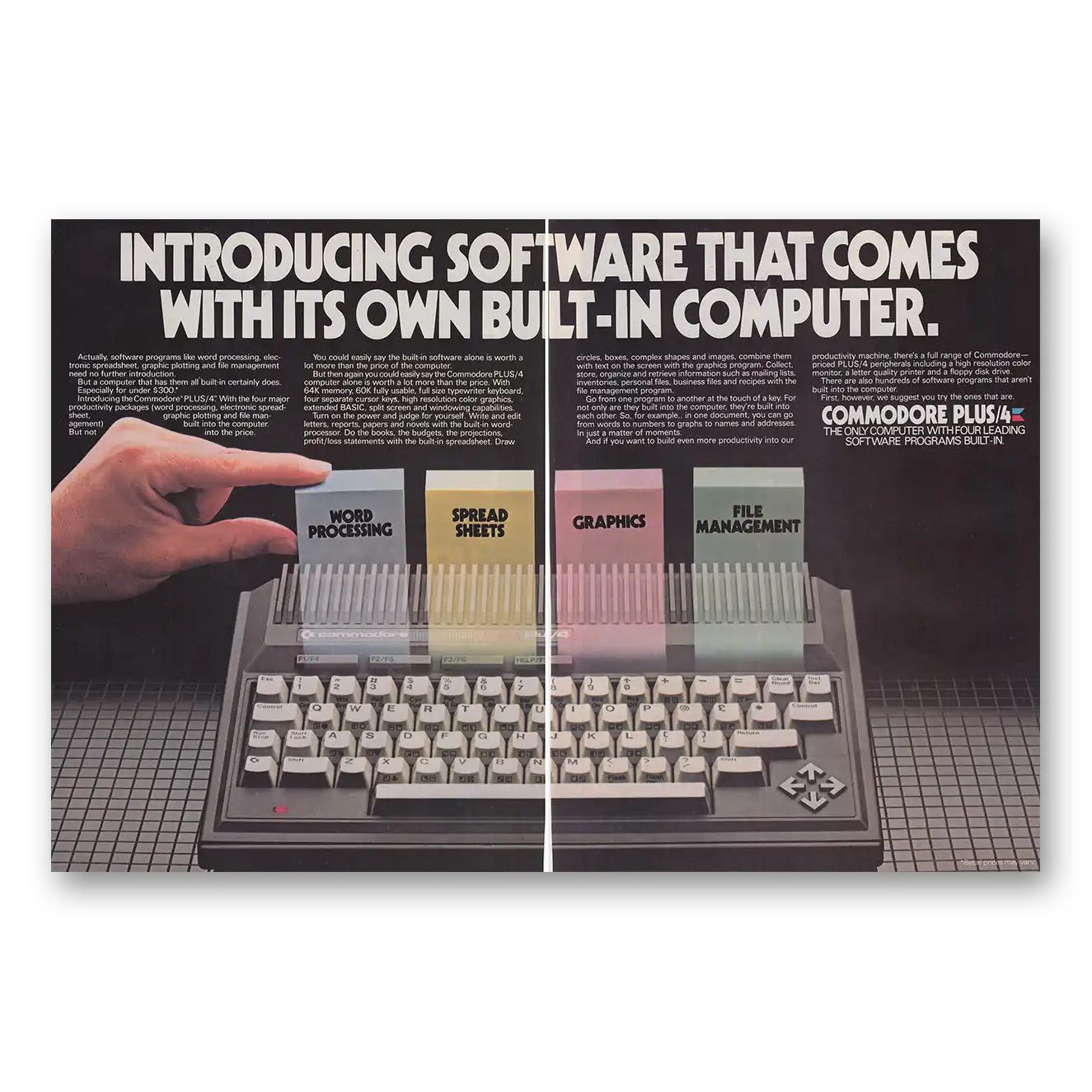 1984 Commodore Computers Commodore Plus Software That Comes With Its Own Built In Computer Vintage Magazine Print Ad