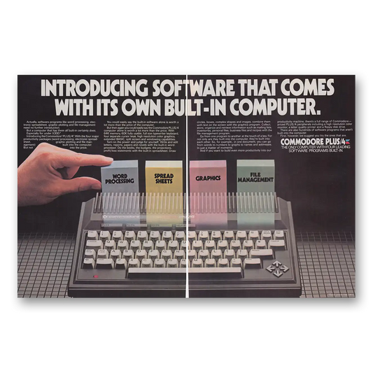 1984 Commodore Computers Commodore Plus Software That Comes With Its Own Built In Computer Vintage Magazine Print Ad