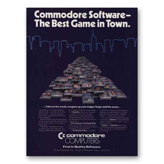 1984 Commodore Computers Best Game In Town Vintage Magazine Print Ad