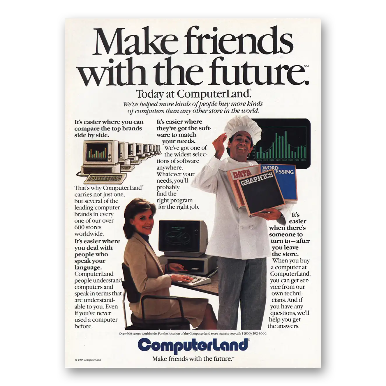 1984 Computerland Make Friends With Future Vintage Magazine Print Ad