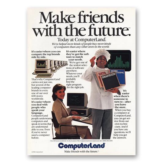 1984 Computerland Make Friends With Future Vintage Magazine Print Ad