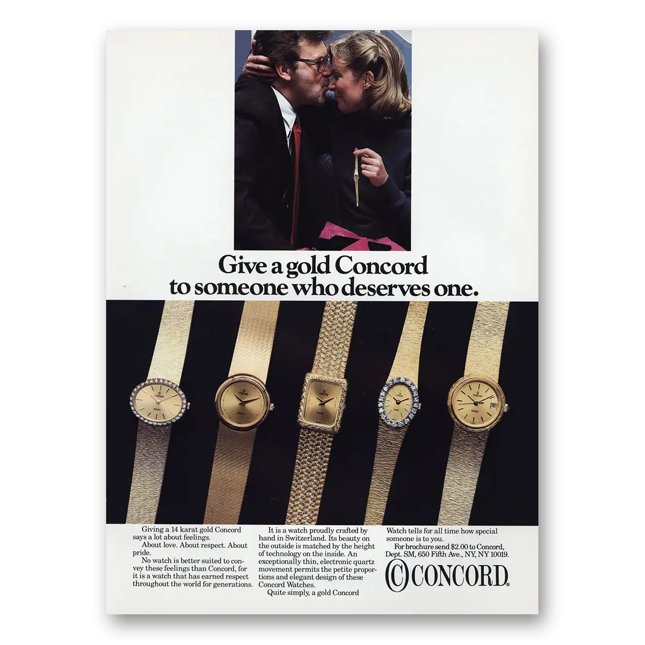 1984 Concord Watch Give Gold Concord to Someone Who Deserves One Vintage Magazine Print Ad