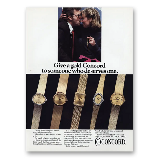 1984 Concord Watch Give Gold Concord to Someone Who Deserves One Vintage Magazine Print Ad