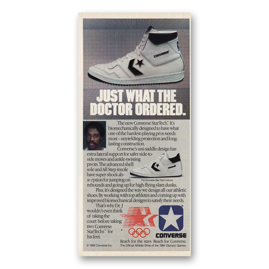 1984 Converse Shoes Dr J Vintage Magazine Print Ad