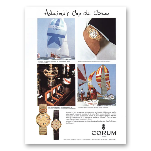 1984 Corum Watch Admirals Cup de Corum French Vintage Magazine Print Ad