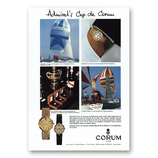 1984 Corum Watch Admirals Cup Vintage Magazine Print Ad