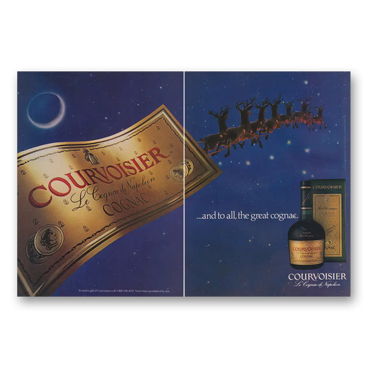 1984 Courvoisier And To All a Great Cognac Vintage Magazine Print Ad