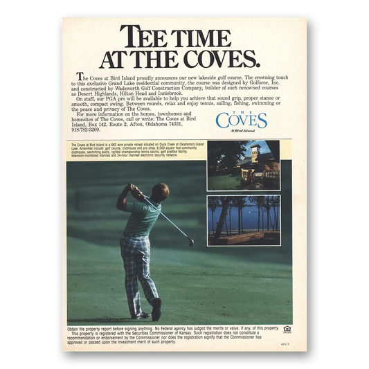 1984 The Coves Bird Island Tee Time at The Coves Vintage Magazine Print Ad