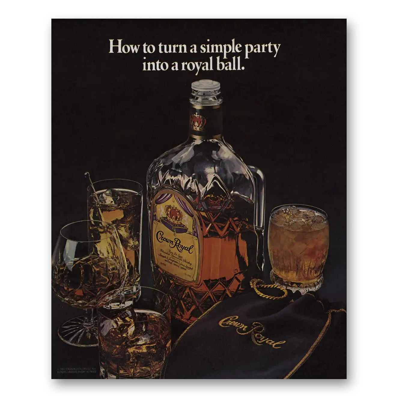 1984 Crown Royal Turn Simple Party Into a Royal Ball Vintage Magazine Print Ad