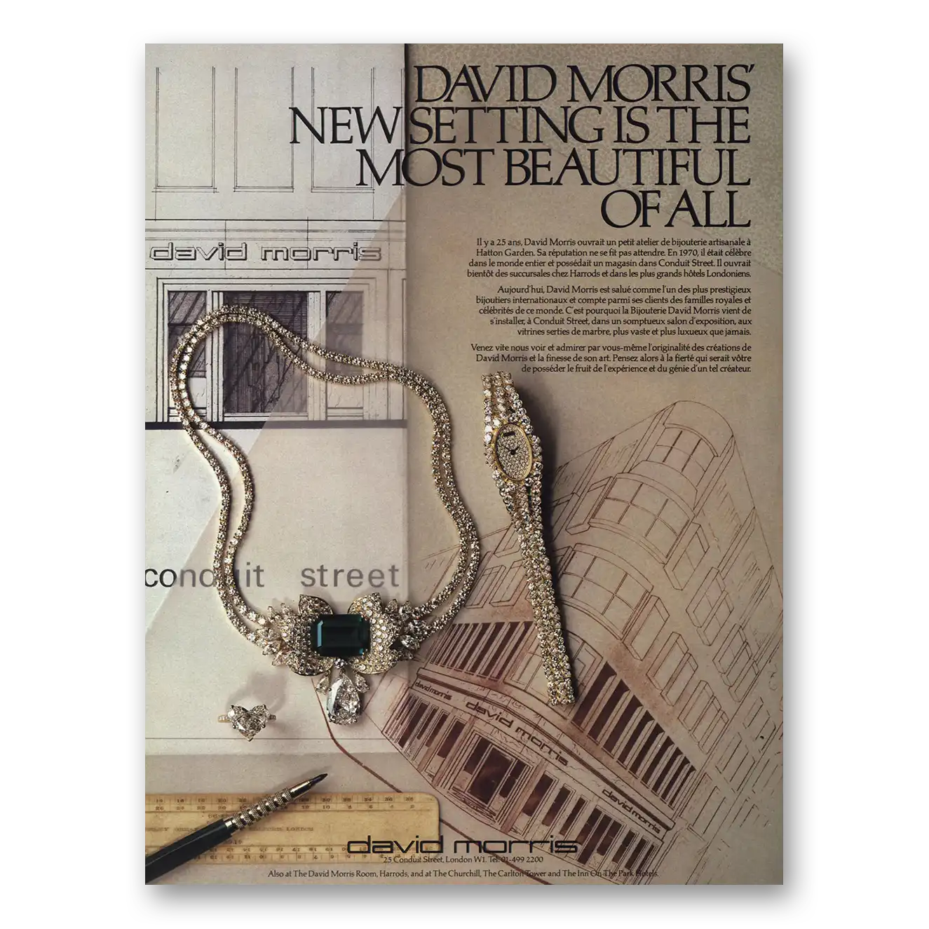 1984 David Morris New Setting Most Beautiful Vintage Magazine Print Ad