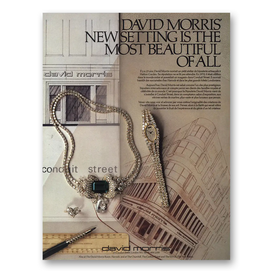 1984 David Morris New Setting Most Beautiful Vintage Magazine Print Ad