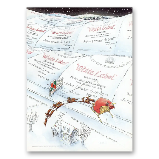 1984 Dewars White Label Santa Sleigh Vintage Magazine Print Ad