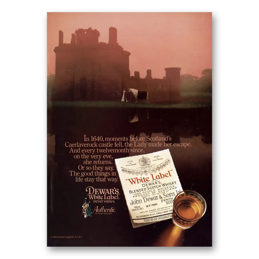 1984 Dewars White Label Scotlands Caerlaverock Castle Vintage Magazine Print Ad