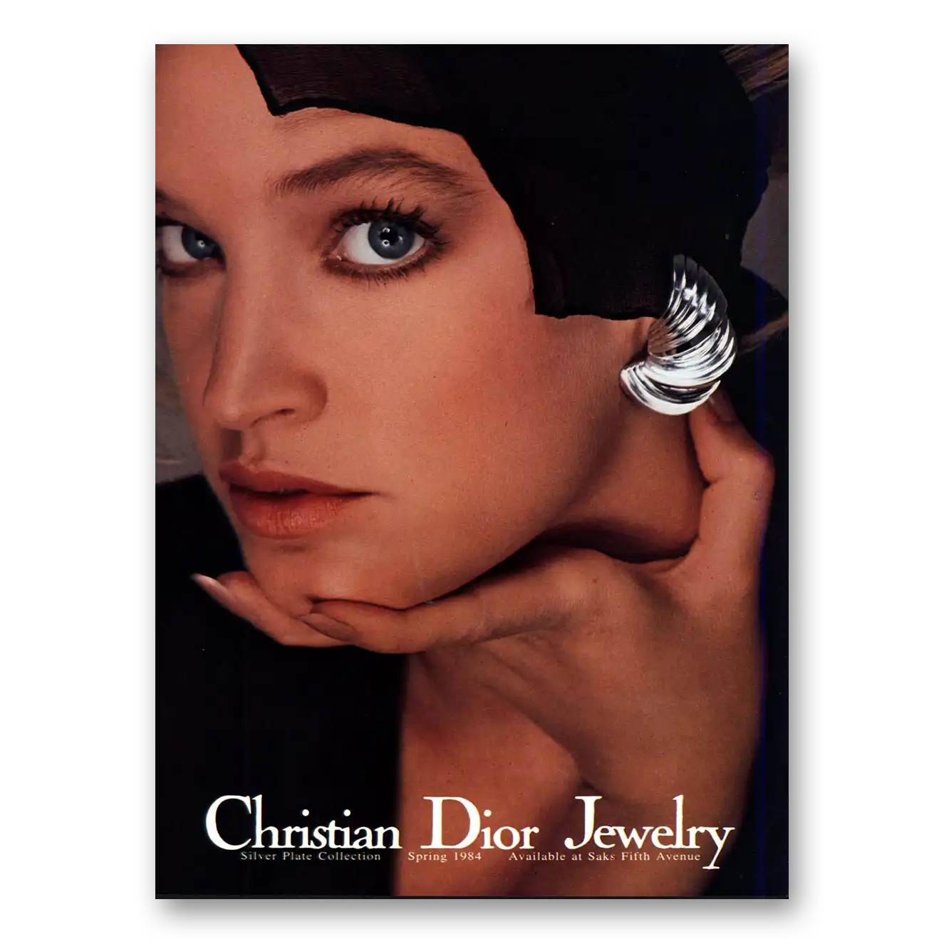 1984 Christian Dior Jewelry Silver Plate Collection Vintage Magazine Print Ad