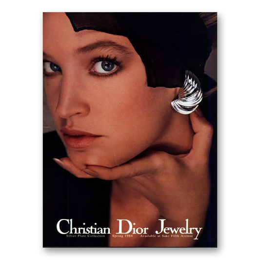 1984 Christian Dior Jewelry Silver Plate Collection Vintage Magazine Print Ad