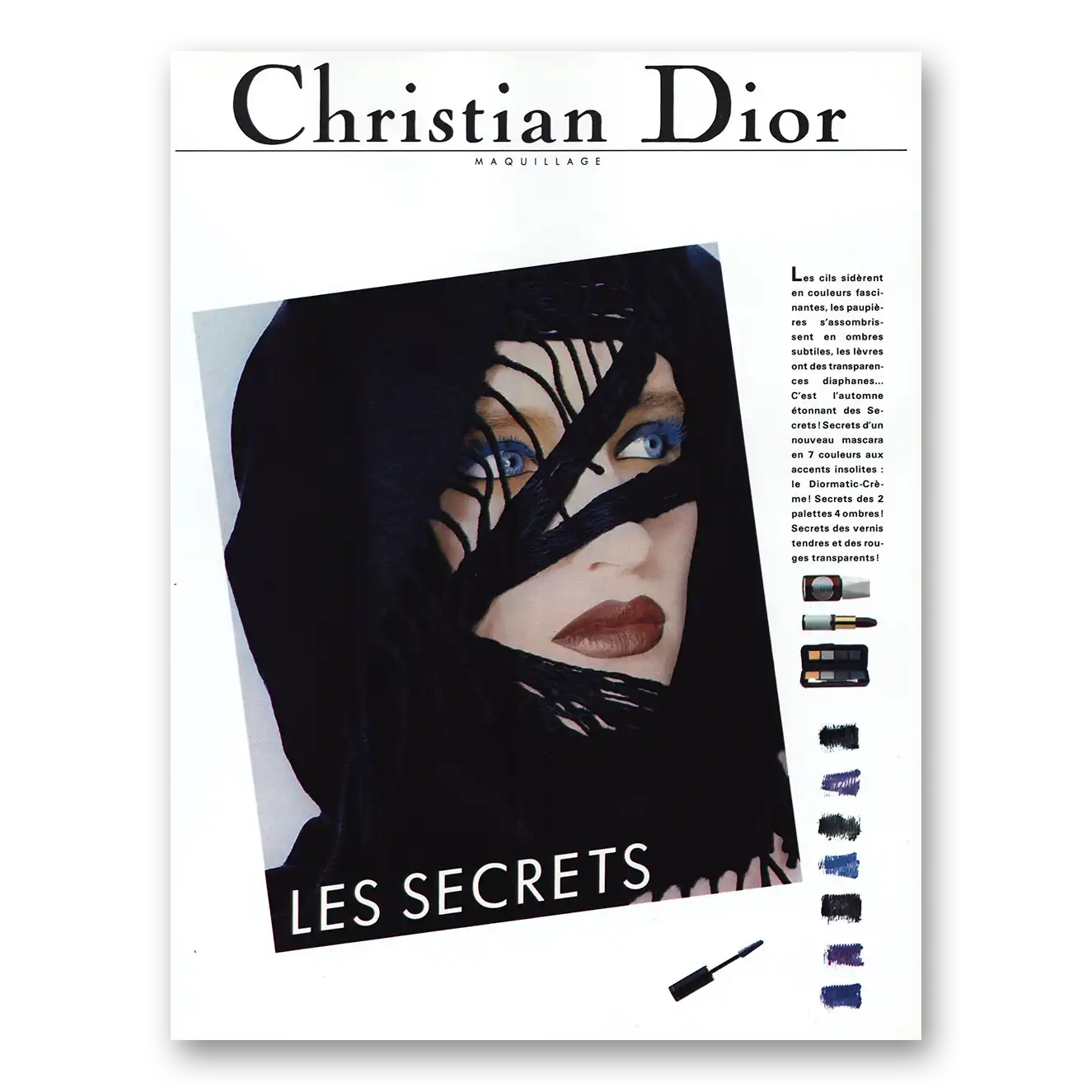 1984 Christian Dior Les Secrets Vintage Magazine Print Ad