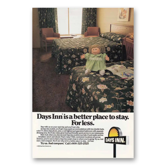 1984 Days Inn Better Place to Stay Cabbage Patch Vintage Magazine Print Ad