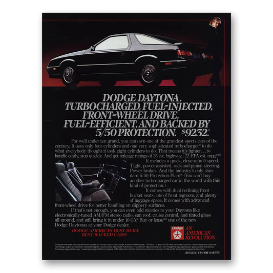 1984 Dodge Daytona Turbocharged Fuel Injected Vintage Magazine Print Ad