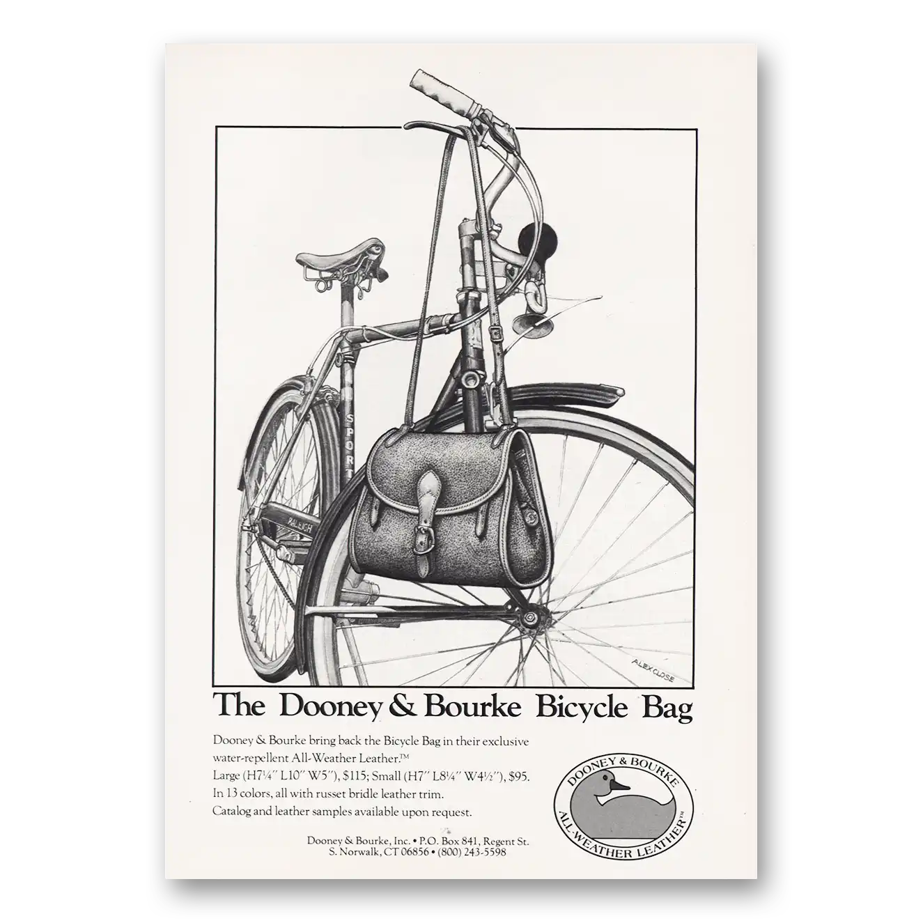 1984 Dooney & Bourke Bicycle Bag Vintage Magazine Print Ad