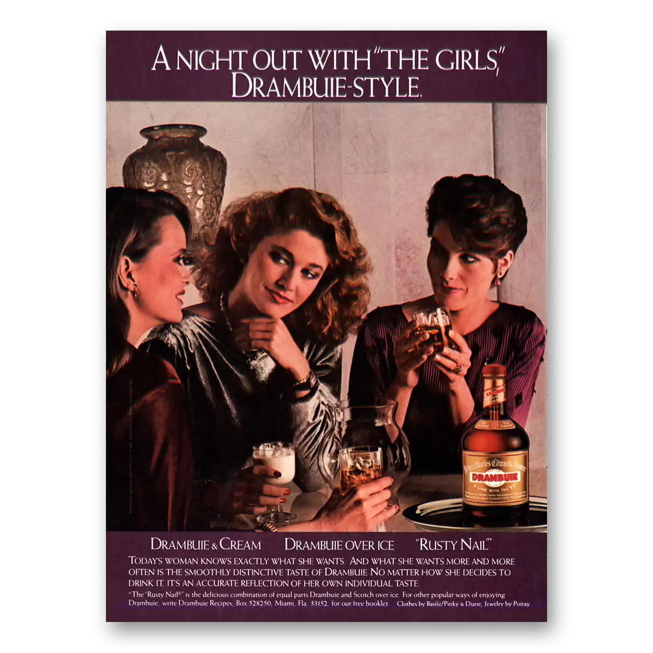 1984 Drambuie Night Out With the Girls Vintage Magazine Print Ad