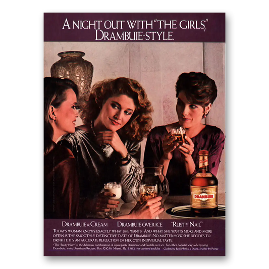 1984 Drambuie Night Out With the Girls Vintage Magazine Print Ad