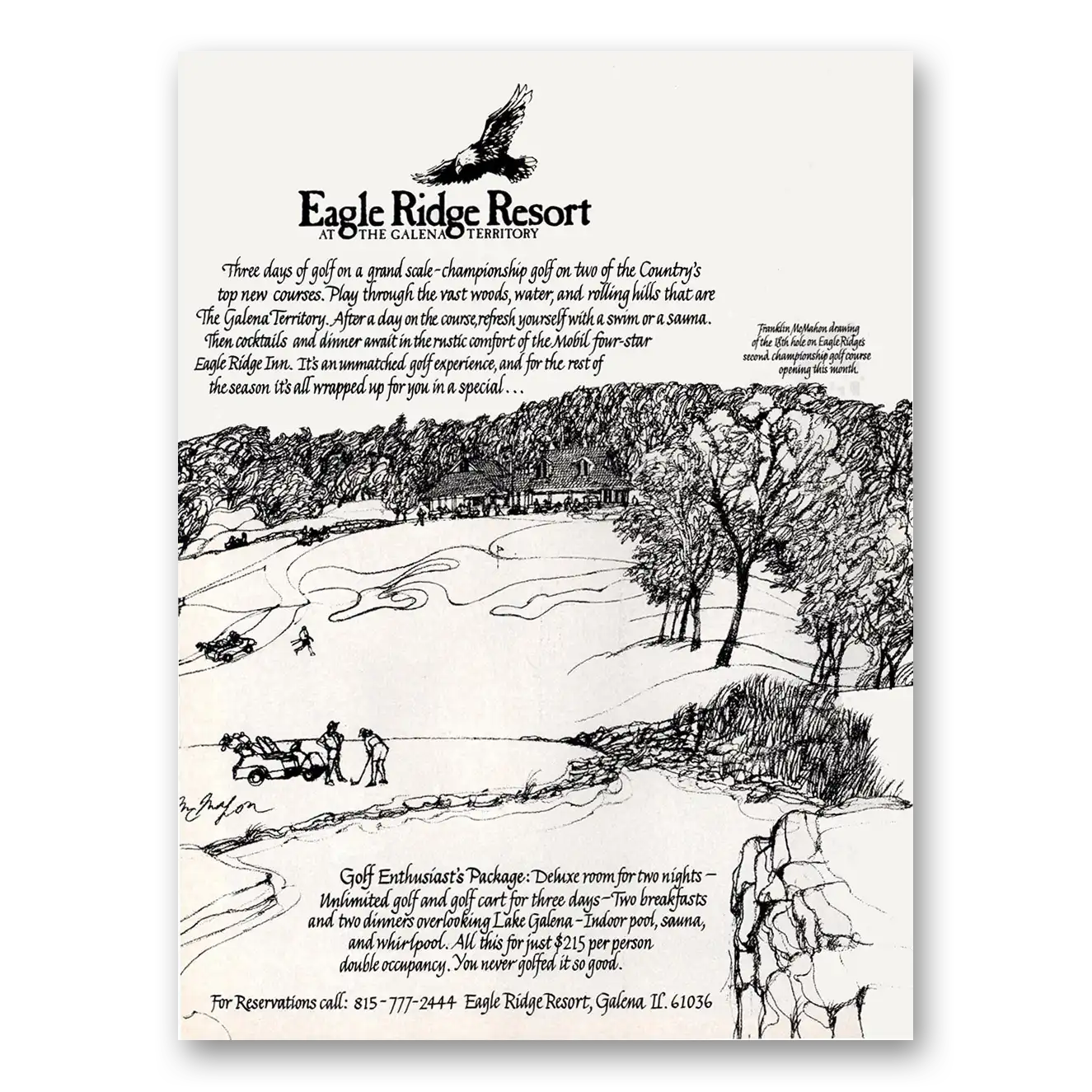 1984 Eagle Ridge Resort Galena Territory Vintage Magazine Print Ad