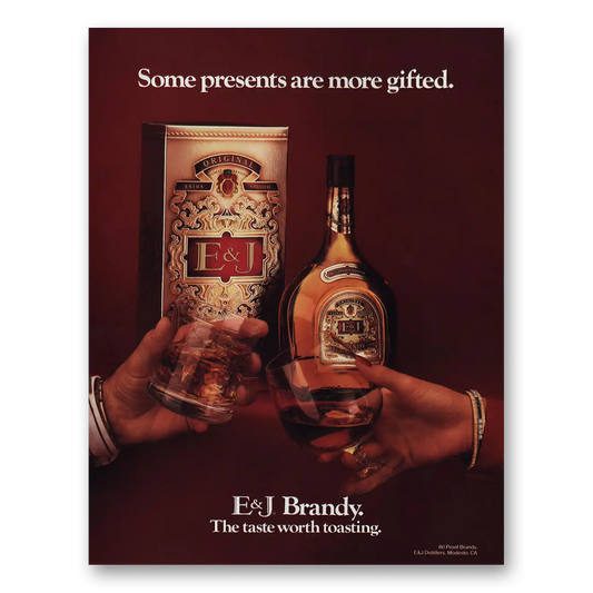 1984 E&J Brandy Some Presents Are More Gifted Vintage Magazine Print Ad