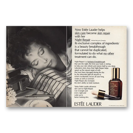 1984 Estee Lauder Skin Repair With Night Repair Vintage Magazine Print Ad