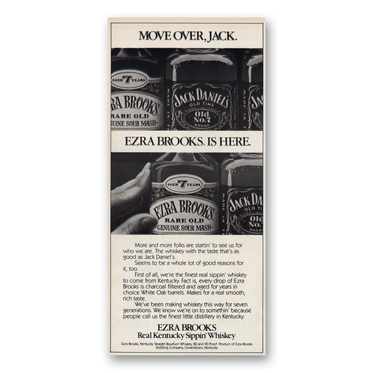 1984 Ezra Brooks Whiskey Move Over Jack Vintage Magazine Print Ad