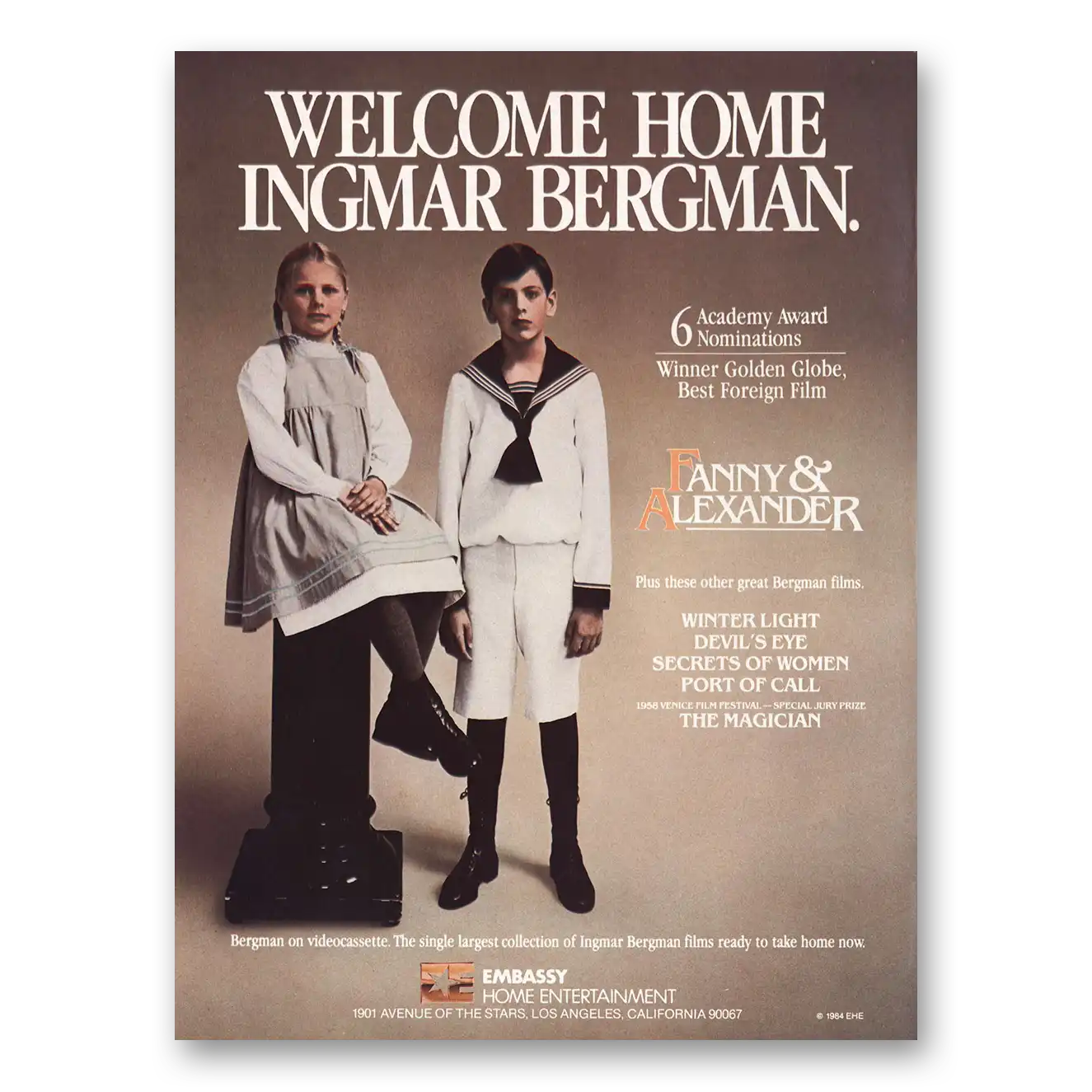 1984 Fanny & Alexander Promo Ingmar Bergman Vintage Magazine Print Ad