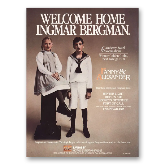 1984 Fanny & Alexander Promo Ingmar Bergman Vintage Magazine Print Ad