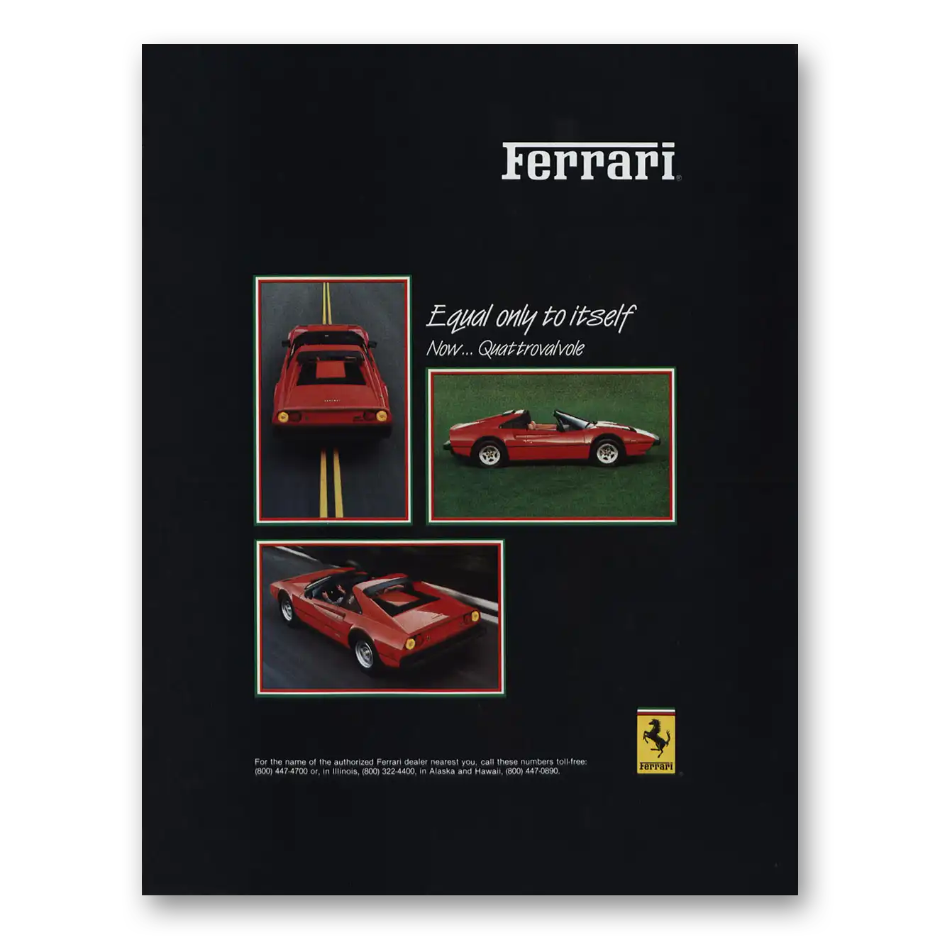 1984 Ferrari Equal Only to Itself Vintage Magazine Print Ad