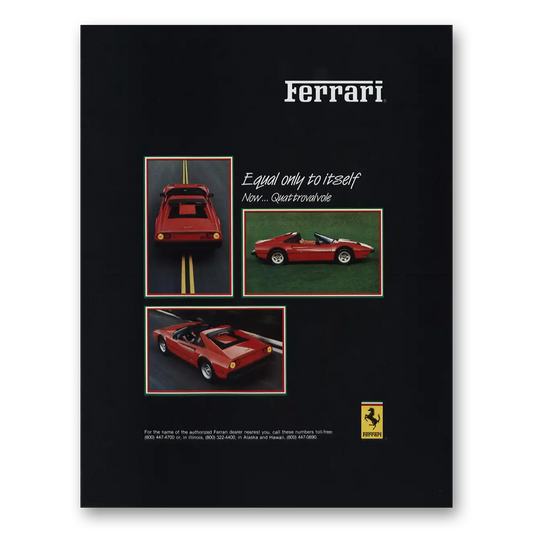 1984 Ferrari Equal Only to Itself Vintage Magazine Print Ad