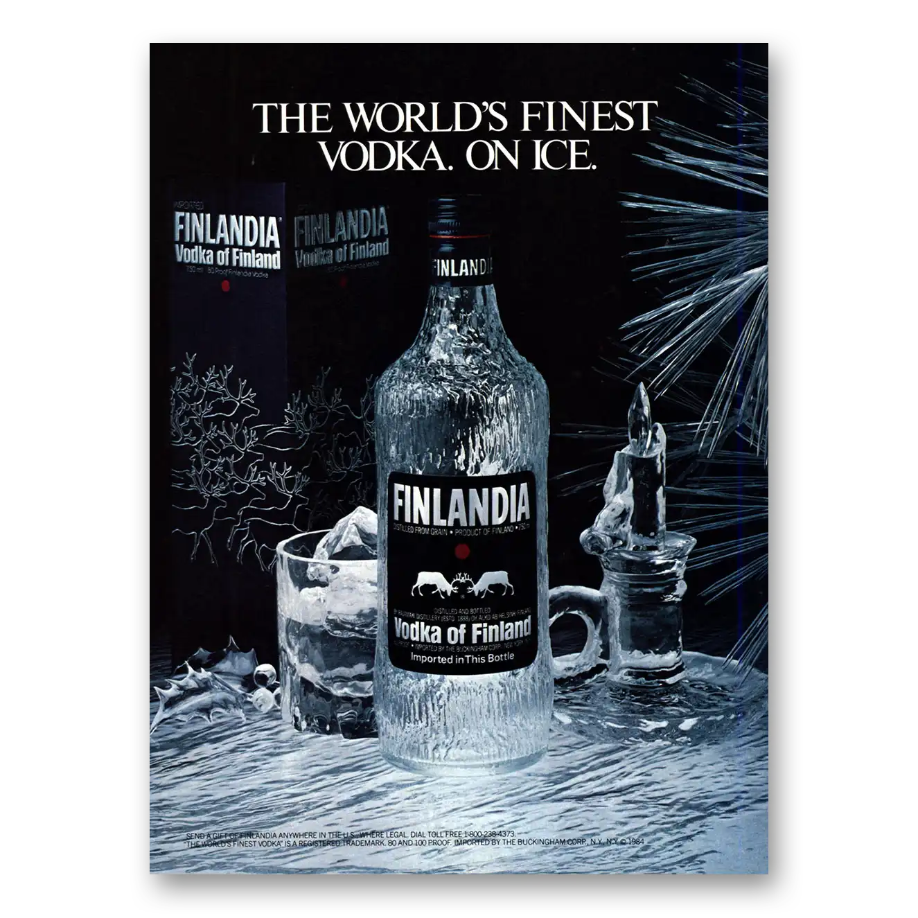 1984 Finlandia Vodka Worlds Finest Vodka On Ice Vintage Magazine Print Ad