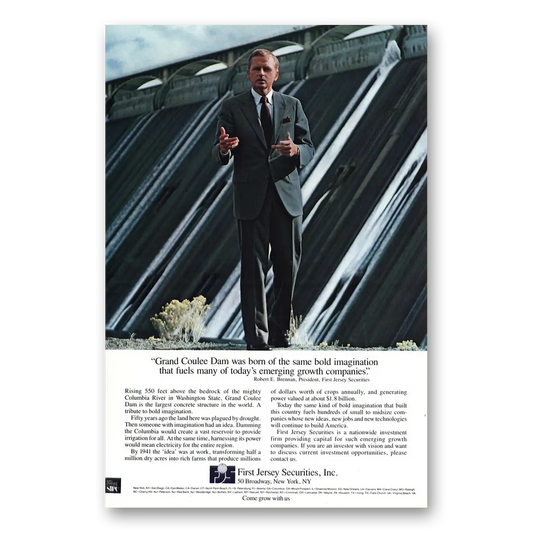 1984 First Jersey Securities Grand Coulee Dam Vintage Magazine Print Ad