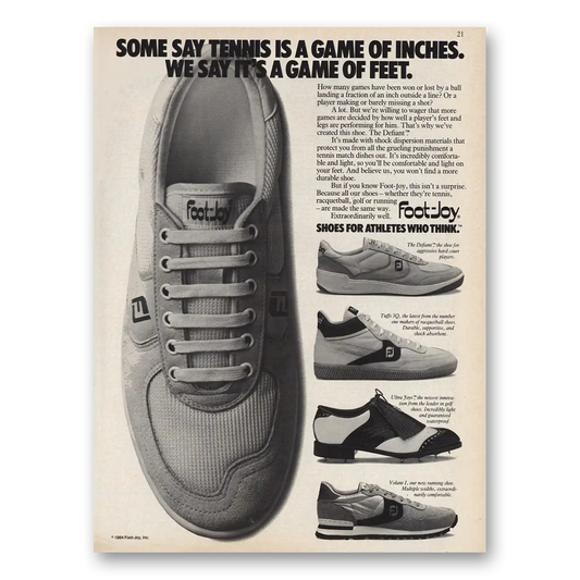 1984 Foot Joy Shoes Tennis Is Game of Inches Vintage Magazine Print Ad