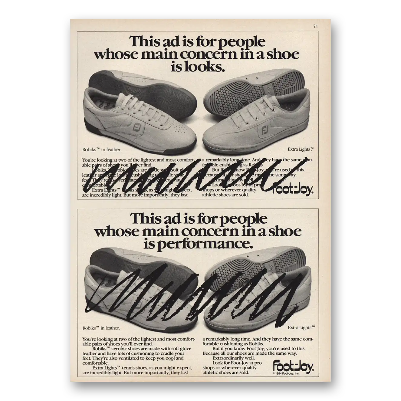 1984 Foot Joy Shoes Main Concern In Shoe Is Looks Vintage Magazine Print Ad