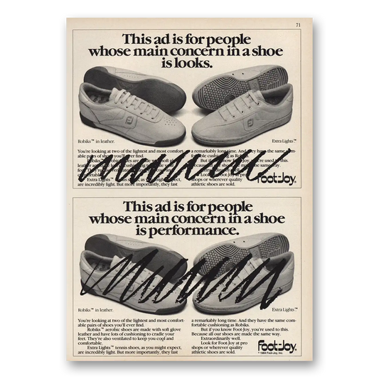 1984 Foot Joy Shoes Main Concern In Shoe Is Looks Vintage Magazine Print Ad