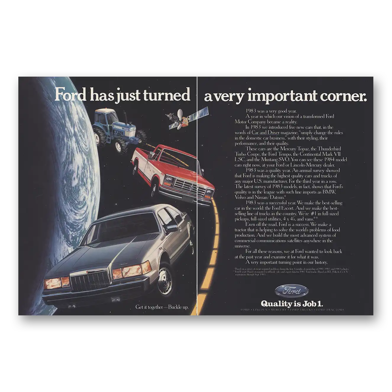 1984 Ford Just Turned a Very Important Corner Vintage Magazine Print Ad