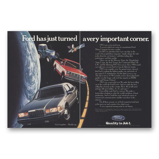 1984 Ford Just Turned a Very Important Corner Vintage Magazine Print Ad