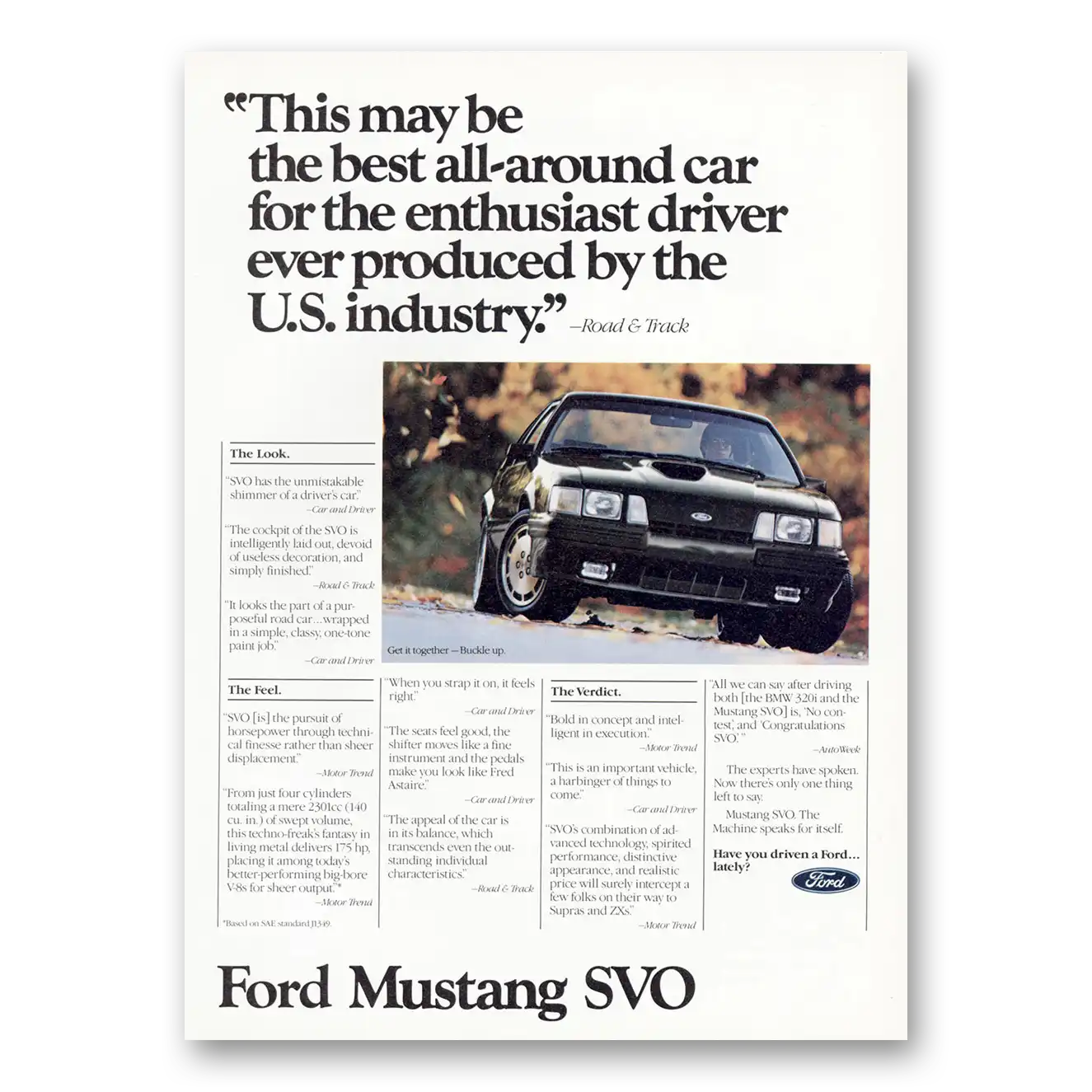 1984 Ford Mustang Best All Around Car Vintage Magazine Print Ad