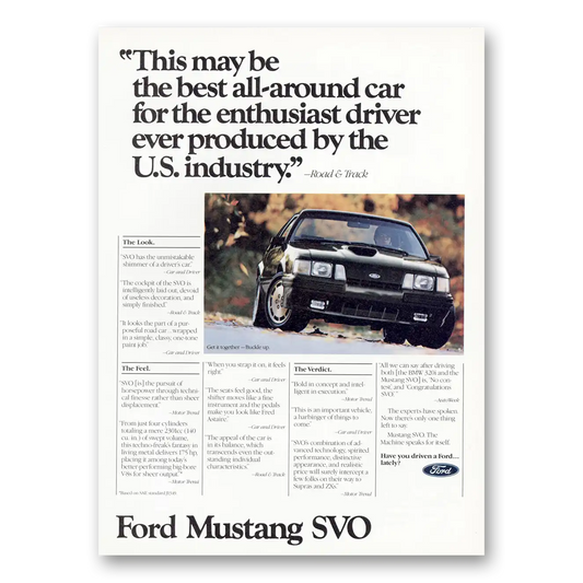 1984 Ford Mustang Best All Around Car Vintage Magazine Print Ad